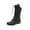 Green Flats Mid Calf Boots, variant on Winter Knee-Length Boots Flat Bottom Lace-Up Solid Color High-Calf Stylish Casual Footwear for Women