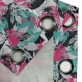 thumbnail image 4 of Ambesonne Grunge Grommet Curtain, Ornate Leaf Arrangement, 50" x 108", Hot Pink Seafoam Black, 4 of 6