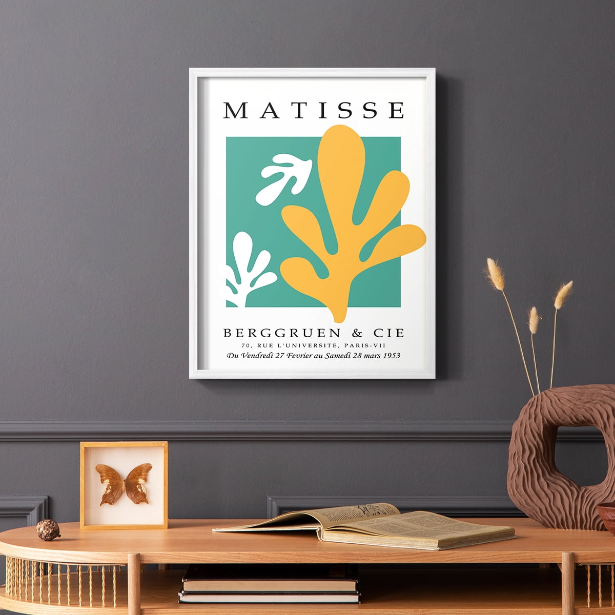 Matisse CDLXXIV in White Solid Wood Framed Print No Nail Hanging