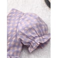 thumbnail image 4 of Toddler Girl's Plaid Dress Square Neck Puff Short Sleeve Ruffle Hem A Line Midi Dresses, 4 of 7