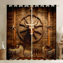 Castle Fairy Teens Adults Bull Skull Black Out Curtains,Lodge Cabin Cottage Curtains Pack of 2 (42x63 Each),Western Cowboy Bedroom Curtains,Super Cozy Room Decor