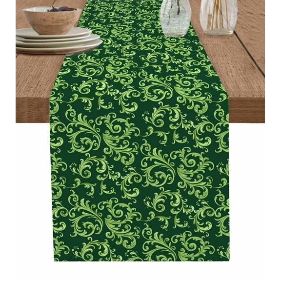 Table Runners 90 Inches Long Dress Scarves, Green Floral Farmhouse Coffee/Dining/Kitchen Table Runner for Living Room, Vintage Farmhouse Flowers Vines Art 13x90 Inch
