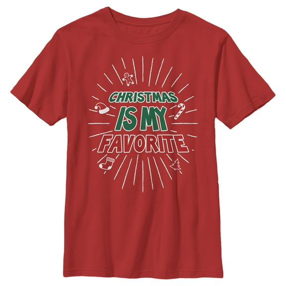 Boy's Lost Gods Christmas Is My Favorite  Graphic Tee Red Medium