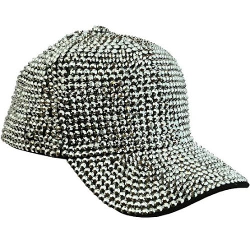 Silver Rhinestone Baseball Cap 