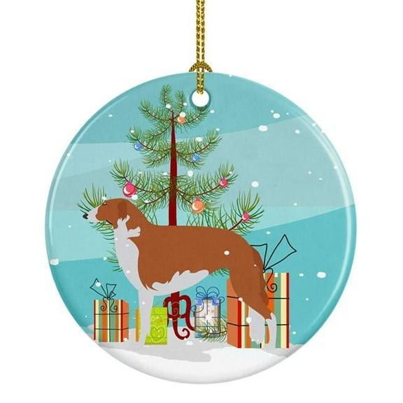 Borzoi Russian Greyhound Merry Christmas Tree Ceramic Ornament