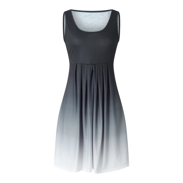 Lucakuins - Mini vestido de verano para mujer, casual, sin mangas, cuello redondo, suelto, estampado, sin mangas Lucakuins moda
