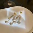 thumbnail image 6 of Gold Coin Pearl Dangle Drop Stud Earrings Sterling Silver Pins for Women, 6 of 7