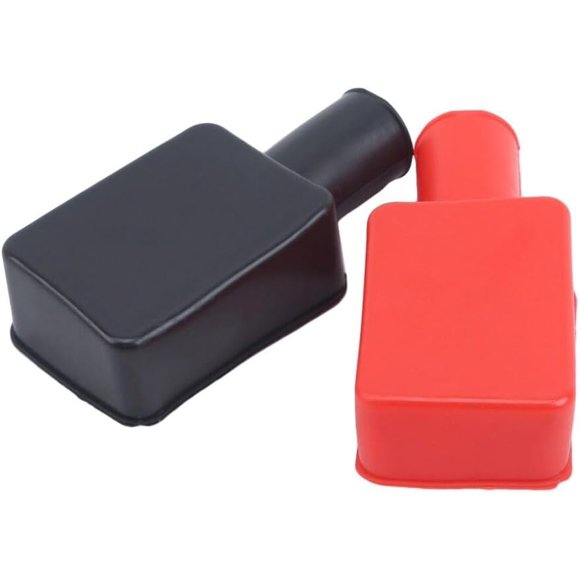 Huggegwe 2 Pcs Couvercle de Poteau de Batterie de Voiture, Couvercle de Poteau de Batterie en Caoutchouc PVC Couvercle de Borne de Batterie Positive et Négative Couvercle de Protection Isolant CJ25311-3430
