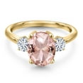 thumbnail image 3 of Gem Stone King 18K Yellow Gold Plated Silver Ring Nano Morganite Moissanite (2.78 Cttw), 3 of 7