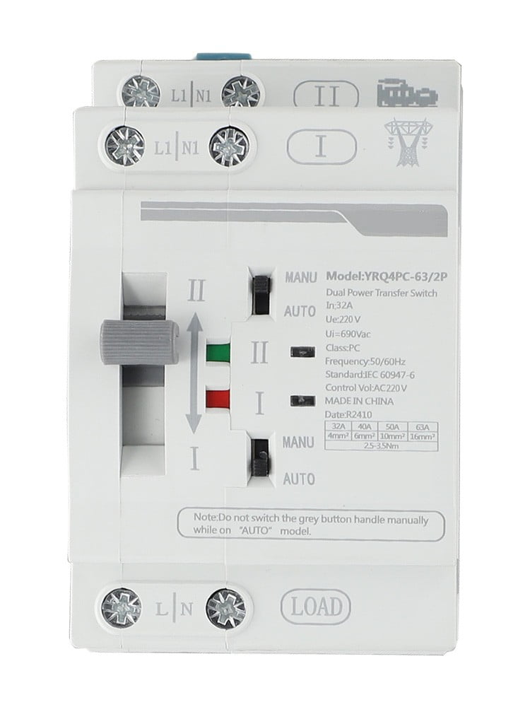 Dreamhall 32-63A Transfer Switch Automatic Transfer Switch Manual Mode Pc Grade Isolation Rated Working Current Automatic Mode,2P 32A