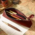 thumbnail image 2 of Under $1 Pencil Case, Vintage Handmade Soft Faux Leather Large Capacity Zipper Pen Pouch, Stylish Stationery Organizer for College Office Travel by PALIFEUR, 2 of 7