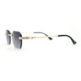 thumbnail image 3 of Rhinestone Jewel Stud Metal Rimless Bevel Lens Rectangle Sunglasses Gold - Smoke, 3 of 4