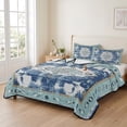 thumbnail image 2 of Queen Quilt Set 90''x96'', Blue Boho Lightweight Bedspread Coverlet Set with 2 Pillow Shams, Farmhouse Bohemian Medallion Oriental Flower Breathable All Season Quilt Bedding for Bedroom/Guest Room, 2 of 9