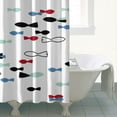 thumbnail image 5 of Cartoon Sea Life Fish Print Shower Curtain 72x72 Inch, Waterproof Polyester Fabric with Hooks for Kids or Nautical-Themed Bathroom, 5 of 5