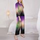 thumbnail image 3 of Balery Northern Lights Conjunto de Pijama con Estampado para Mujer, Conjunto de Dos Piezas con Manga Larga, Ropa de Dormir Suave con Bolsillos, Pijamas Cómodos-XX-Large, 3 of 7