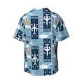thumbnail image 2 of Xecao offers the Airplanes and Aviation Signs for Men's Casual Short-sleeved Shirt, a button-up collared shirt with a pocket, perfect for beach vacations and yacht travel in the 3X-Large size., 2 of 7
