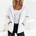 thumbnail image 2 of Women's Drawstring Zip Up Cute Hoodies Fall Jacket Oversized Casual Sweatshirts with Pocket Women's Solid Color Casual Long Sleeve Sweatshirts Fall Spring Track Jackets Travel Trendy Clothes, 2 of 7