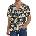 thumbnail image 3 of Vsdgher Flowers Print Men's Wrinkle Free Untucked Cuban Shirt Business Casual Button Down Shirts Short Sleeve Shirt, 3 of 7