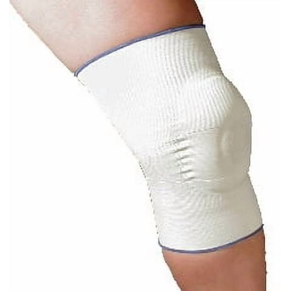 Alpha Medical Elastic Knee Brace with Visco Patella Support – Sport Knee Brace – Active Knee Support – Knee Pain – Compression Knee Brace (Small White w/ Blue Trim)