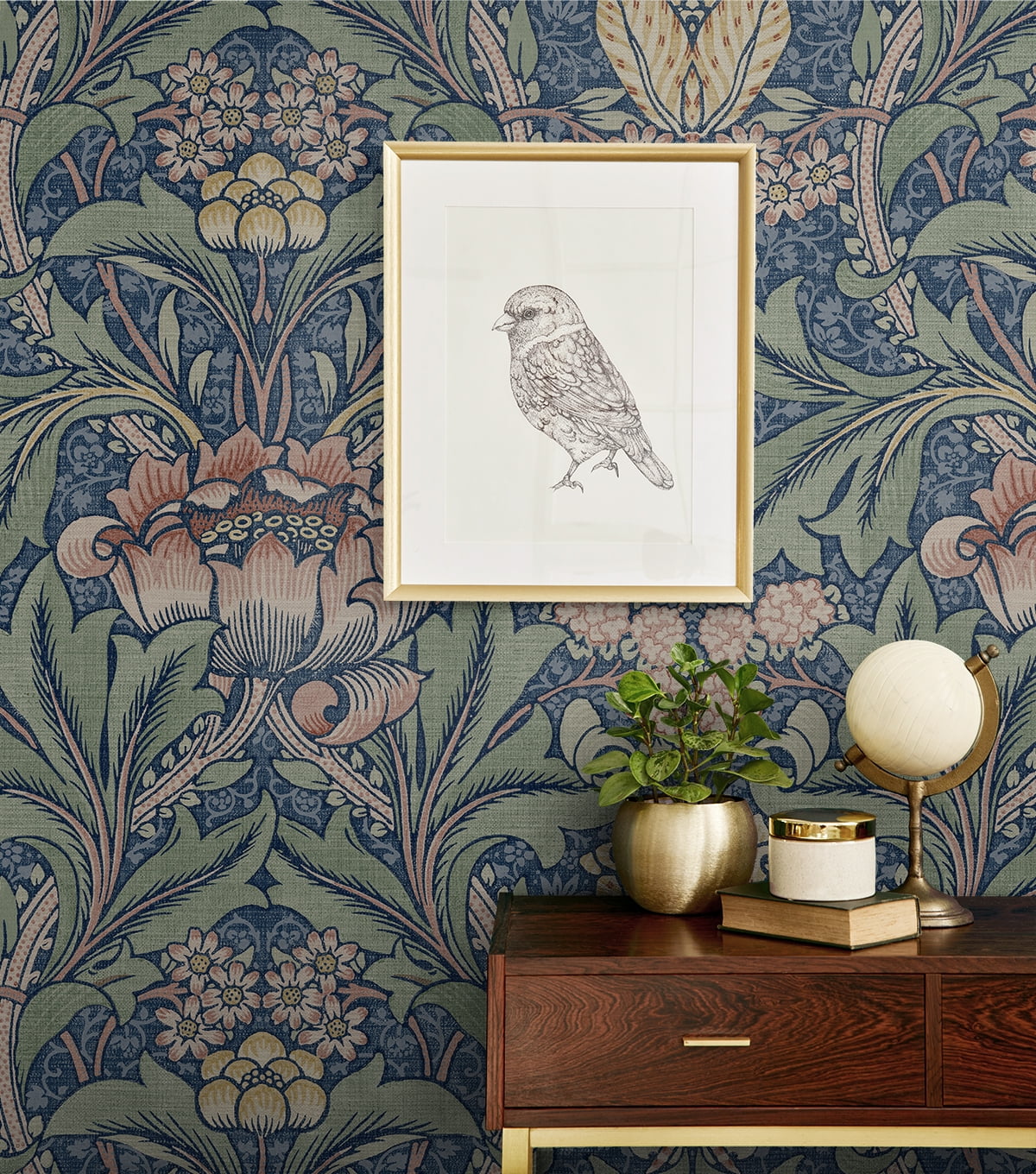 NextWall Morris Flower Peel and Stick Wallpaper
