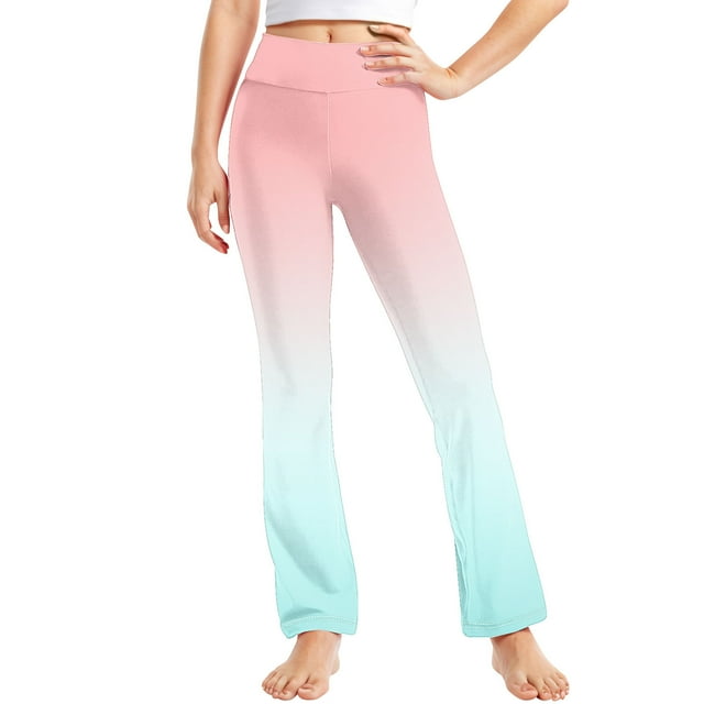 Odeerbi 2-13 Años Niñas Pierna Ancha Pantalones Yoga Gradiente Workout Danza Deportes Atlético Pantalones Elasticidad Lindo Alta Cintura Pantalones Pierna Recta