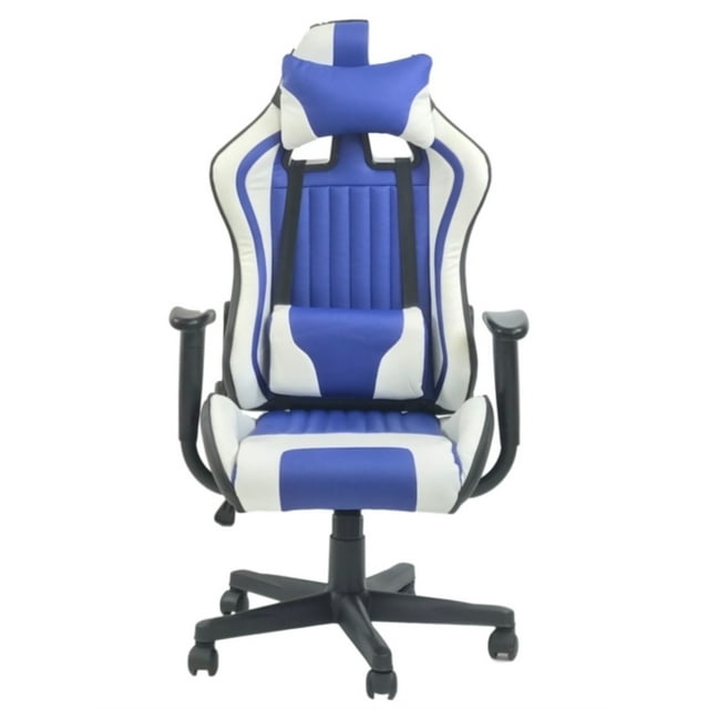 ViscoLogic Formula Height Adjustable Swivel Home Chair Computer Gaming Chair, Computer Chair (White & Blue)