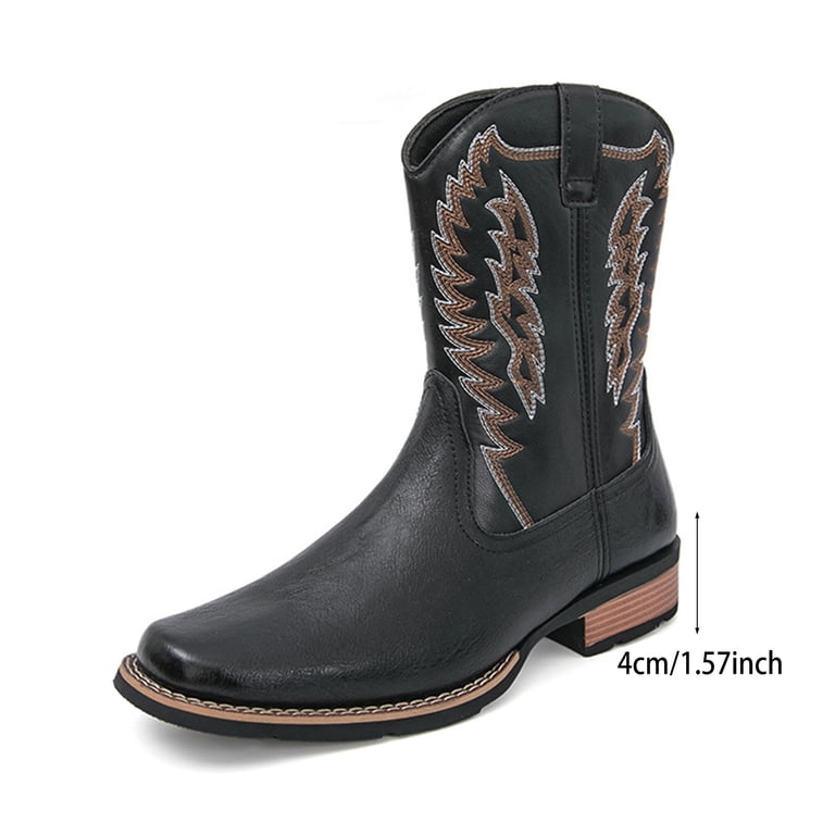 Cowboy Boots for Men Square Toe Western Slip on Work Booties  display picture 1