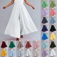 thumbnail image 2 of YUEHUA Women's Casual Elastic High Waist Wide Leg Pants Palazzo Trousers Skirt Elegant Flowy Wide Leg Pants Loose, 2 of 8