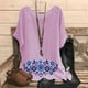 thumbnail image 5 of Camiseta de Mujer Camiseta de Manga Corta Impresión Casual Raglan Suelto de Lino Top Blusas, Cuello de la Tripulación, 5 of 5