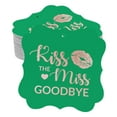 thumbnail image 1 of Inkdotpot Pack Of 100 Kiss The Miss Goodbye Bridal Shower Paper Tags DIY Craft Bracket Shape Real Rose Gold Foil Hang Tags, 1 of 7
