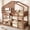 Natural + Twin, variant on Twin Size Bunk Bed or Loft Bed with Bookshelf, Cute House Design with High-Quality Safety Fencing,Natural