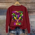 thumbnail image 2 of Tweang Mardi Gras Pullover Carnival Outfit Blouses for Women Dressy Casual Womens Mardi Gras Tops Womens Half Zip Pullover Christmas Blouses for Women Mardi Gras Blouse Coffee 2xl, 2 of 4