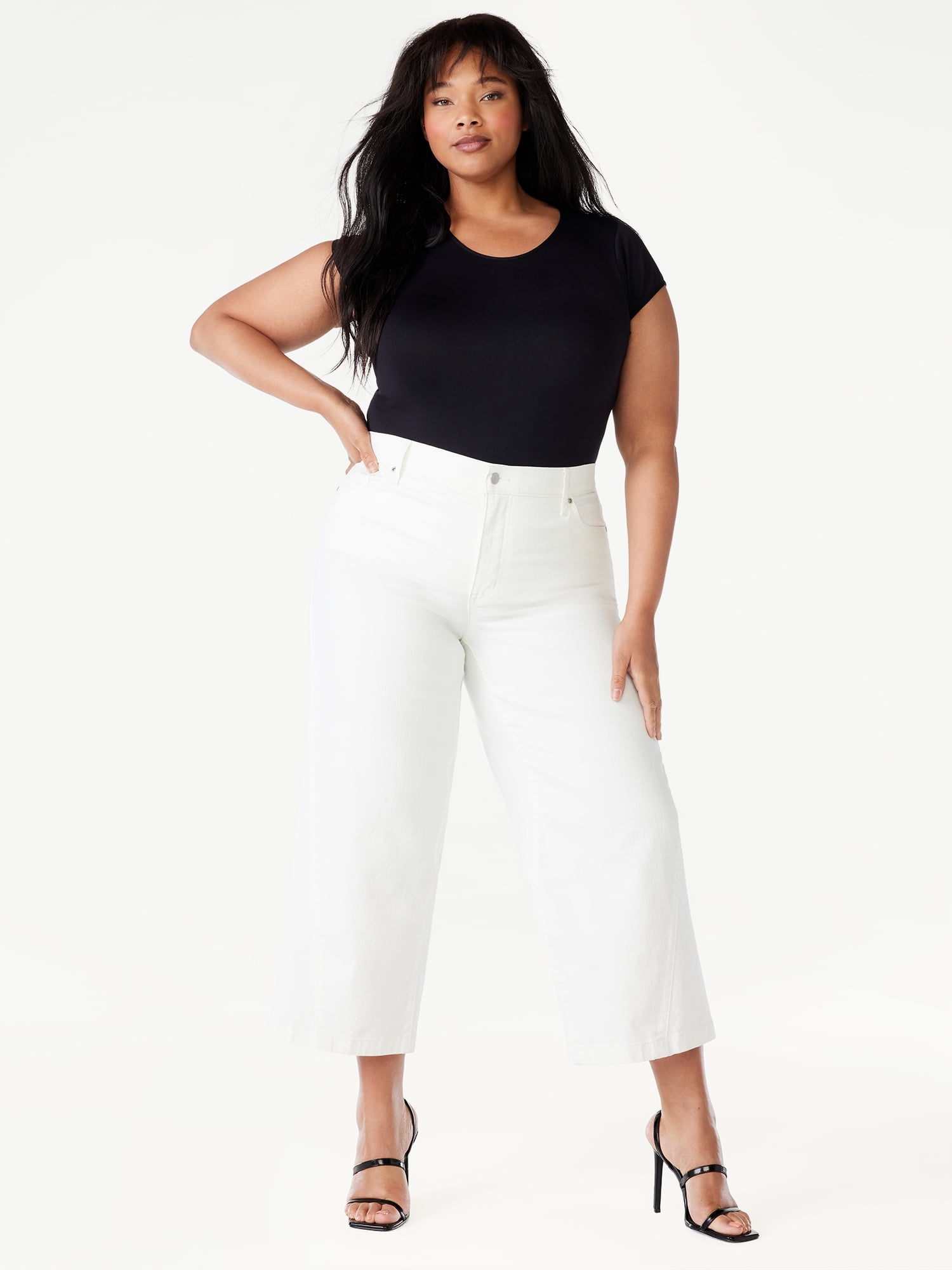 Plus size white wide leg jeans cheap