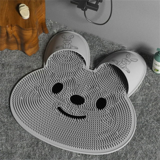 Cagogo under $5 Foot Massage Mat, Silicone Foot Massage Shower Mat,Non Slip Bathroom Floor Foot Scrubber,30x30cm Rabbit Design Foot Cleaner,Hanging Bath Shower Foot Mat,Anti Fatigue Foot Rub Mat