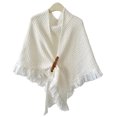 thumbnail image 2 of WonderWiz Women's Fashion Sweater Knitted Knotted Shawl Wraps Cape Tops Blouses White, 2 of 3