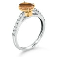 thumbnail image 3 of Gem Stone King 10K Yellow and White Gold Brown Tiger Eye and White Lab Grown Diamond Engagement Ring for Women (1.43 Cttw, Oval 8X6MM, Gemstone Birthstone, Available in Size 5, 6, 7, 8, 9), 3 of 4