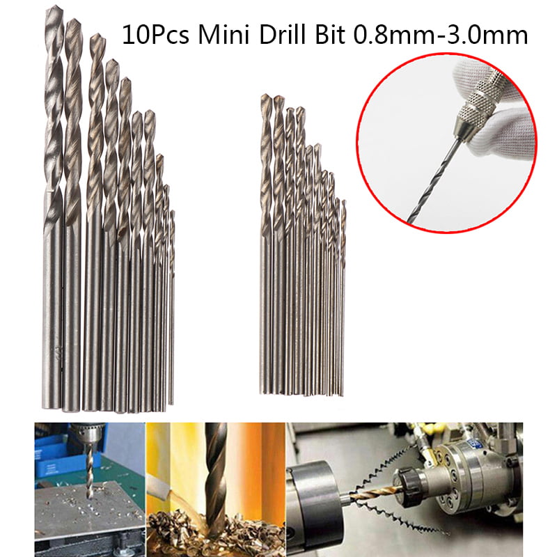 10 Pcs Mini Drill HSS Bit 0.8mm-2mm Straight Shank Twist Drill Bits Set 