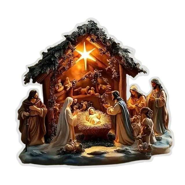 Letrero navideño de acrílico plano 2D con escena de , letrero decorativo para interiores y exteriores, Sagrada Familia, decoración