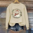 thumbnail image 5 of Oalirro Christmas Sweatshirts for Women Long Sleeve Graphic Dressy Womens Top Merry Christmas Snowman Print Khaki Round Neck Top, XL, 5 of 6