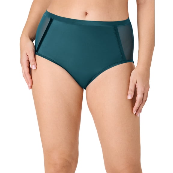 Bali Women's Underwear Brief, Flawless Fit, Moisture Wicking Sophisticated Teal M