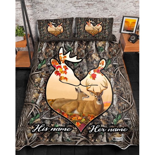 Peaceful Love Of Couple Juego de edredón y ropa de cama de pareja de ciervos impreso en 3D