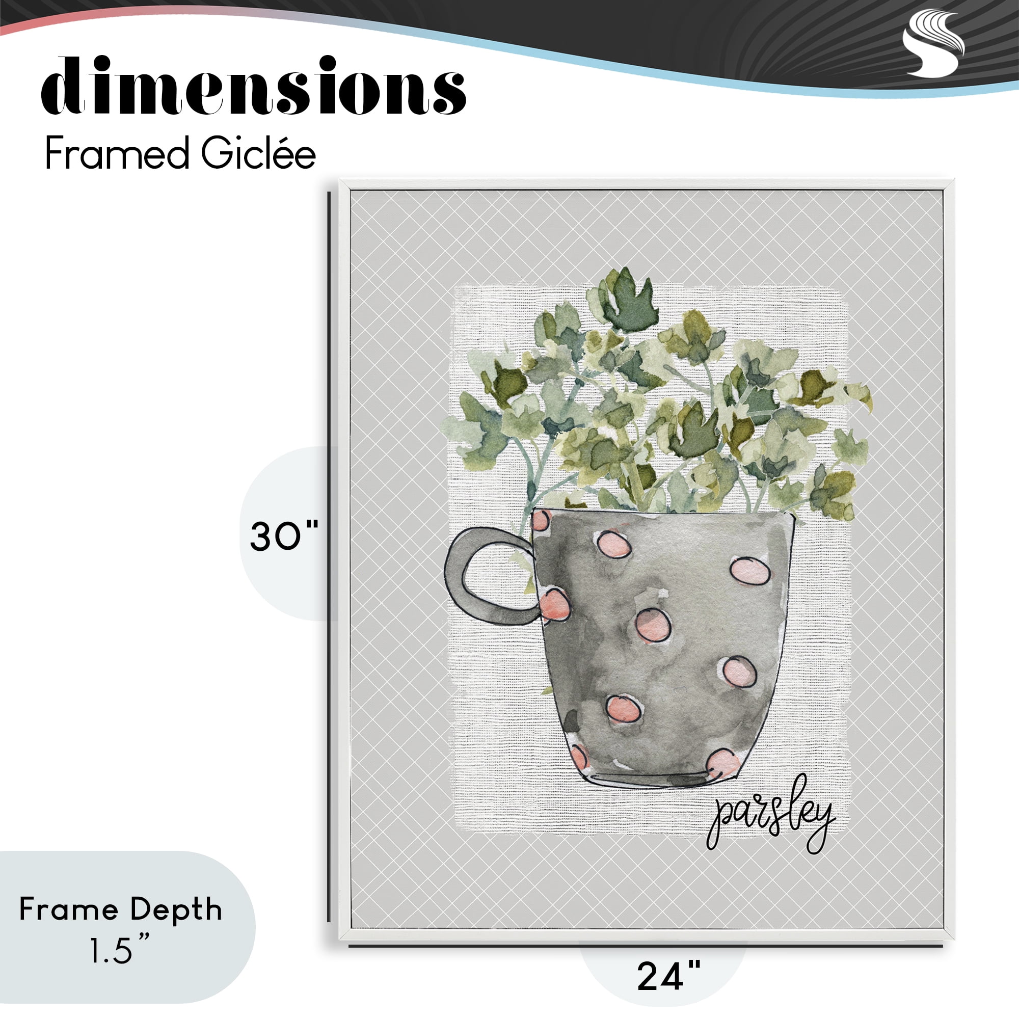 Stupell Industries Parsley Herb Mug White Framed Giclee Art, design by Livi Finn