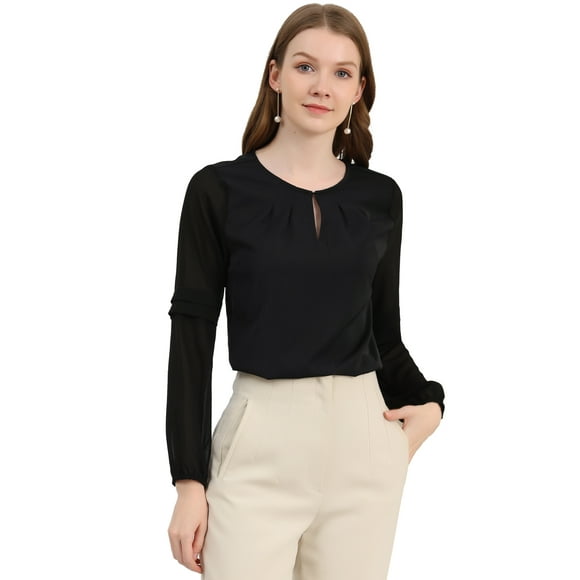 INSPIRE CHIC Blouse Élégante pour Femme de Bureau à Manches Longues à Encolure Goutte d'Eau