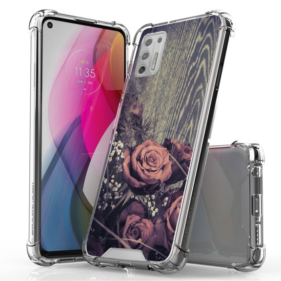ANJ  Hybrid Slim Hard Back Cover Case Flexible Bumper for Motorola Moto G Stylus 2021 - Vintage Roses