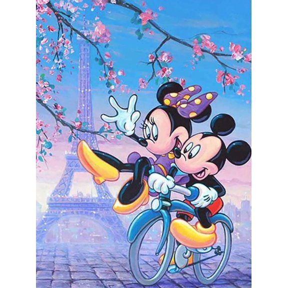 DIY 5D Mickey and Minnie Diamond Painting Kits for Adults, Diamond Art for Beginner，Cartoon Diamond Painting Full Drill，for Home Wall Decor Festival Gift 12x16 Inch