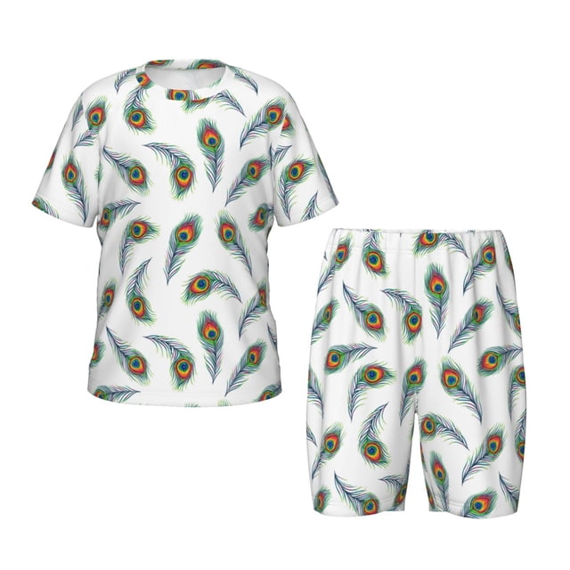 Fotbe Colorful Grass Pijama Estampada de 2 Piezas para Niños – Ropa de Dormir de Manga Corta Cómoda para Niños y Niñas, Camiseta y Shorts de Algodón-X-Large