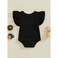 thumbnail image 4 of Honganda 0-18M Baby Girls Rompers Three Layered Fly Sleeve Bodysuits Summer Clothes Ribbed Knit Jumpsuits, 4 of 9