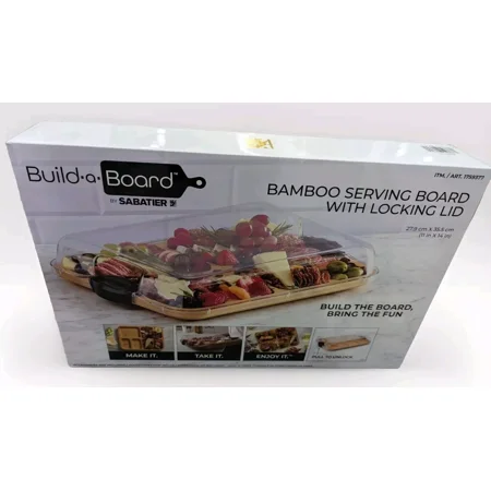 Sabatier Build-a-Board 11 x 14 Bamboo Charcuterie Board with Locking Lid