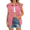thumbnail image 6 of WHEANG Womens Button Down Shirts Cotton Sleeveless Blouses 2026 Summer V Neck Basic Casual Loose Fit Tank Blouse Tops for Women Fashion Sleeveless Tops for Women Red L, 6 of 6