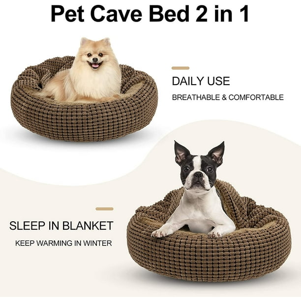 Dog bed with blanket cave hotsell